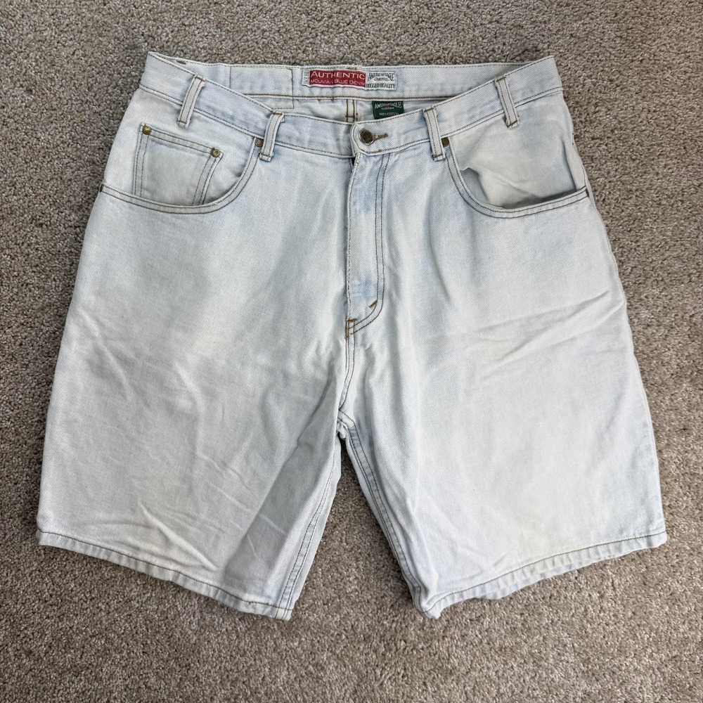 Vintage American Eagle Baggy Denim Shorts Mens 36 Blue Cotton Jorts Relaxed Fit